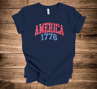 KMK Design America 1776 Red Star Print - Navy Apparel (+ options)