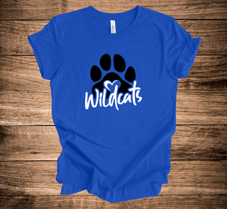 WC Wildcats Paw Over Heart Script (+ options)