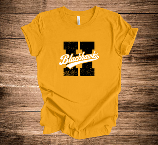 Hinton Blackhawks Script Through Block Distressed (+ options)