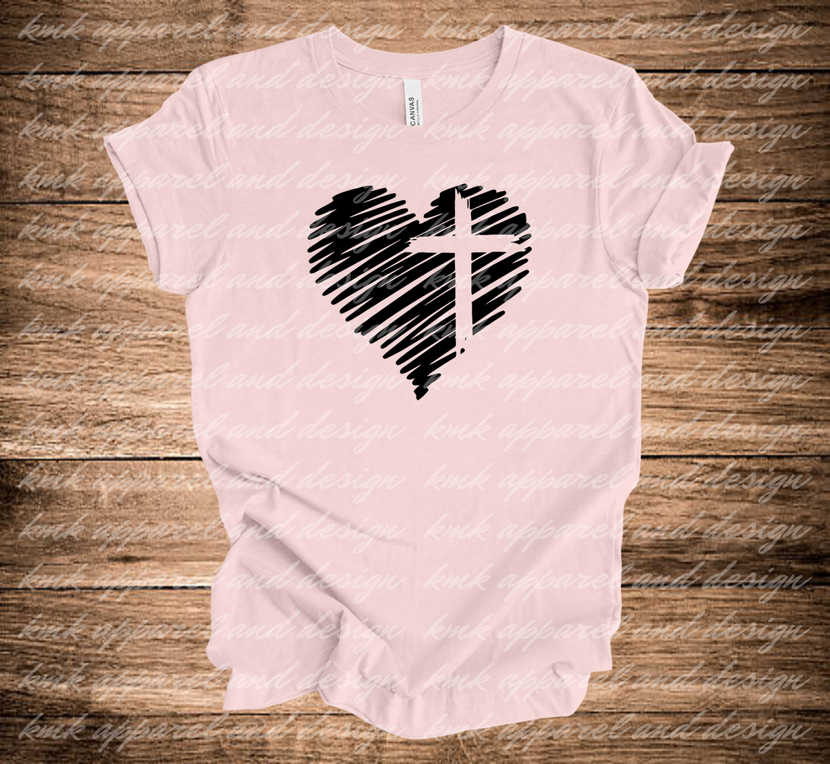 KMK Design Sketchy Heart Cross (+ options) KMK Apparel & Design LLC