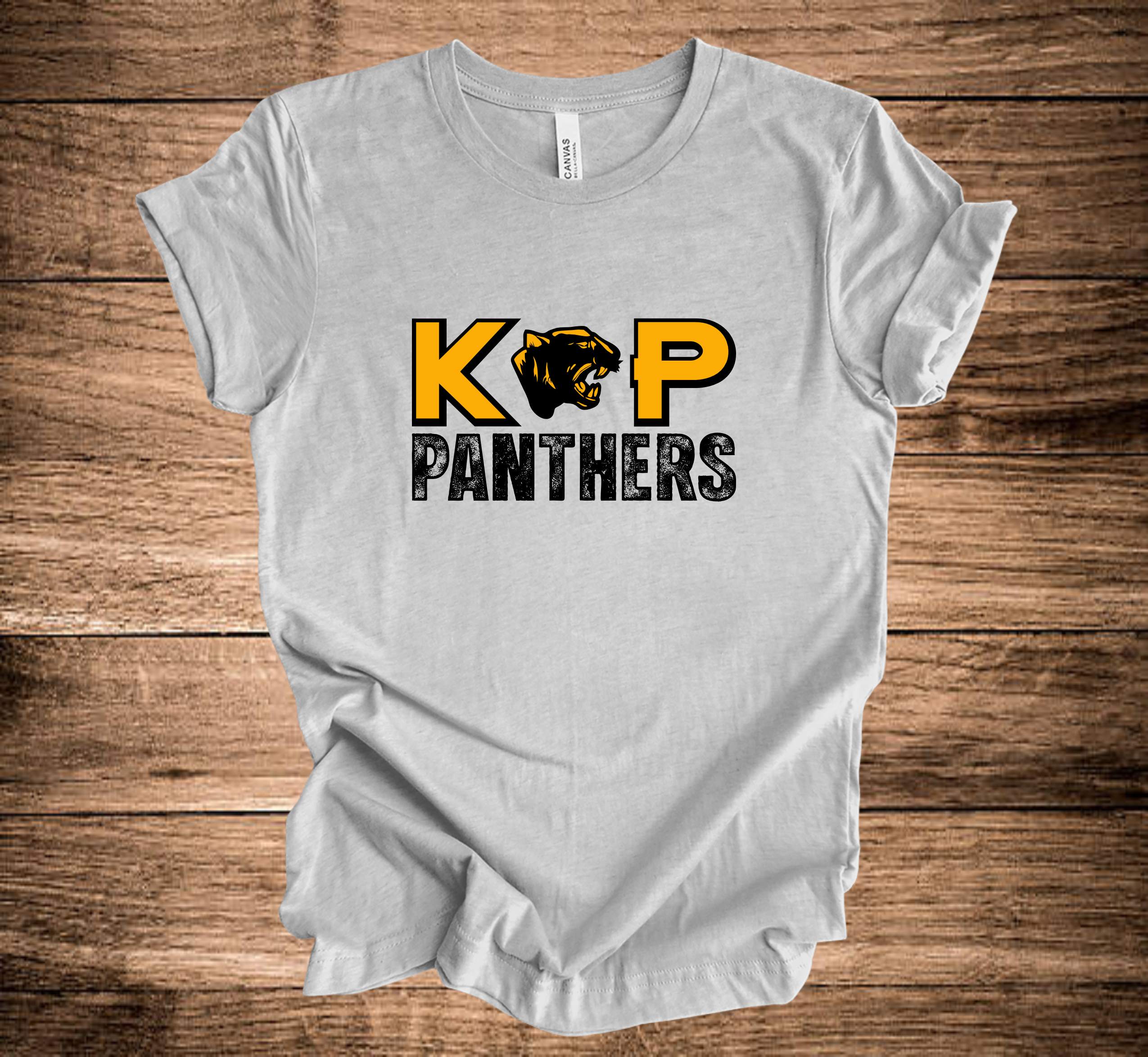 KP Panthers Head Middle Grunge On Grey (+ options)