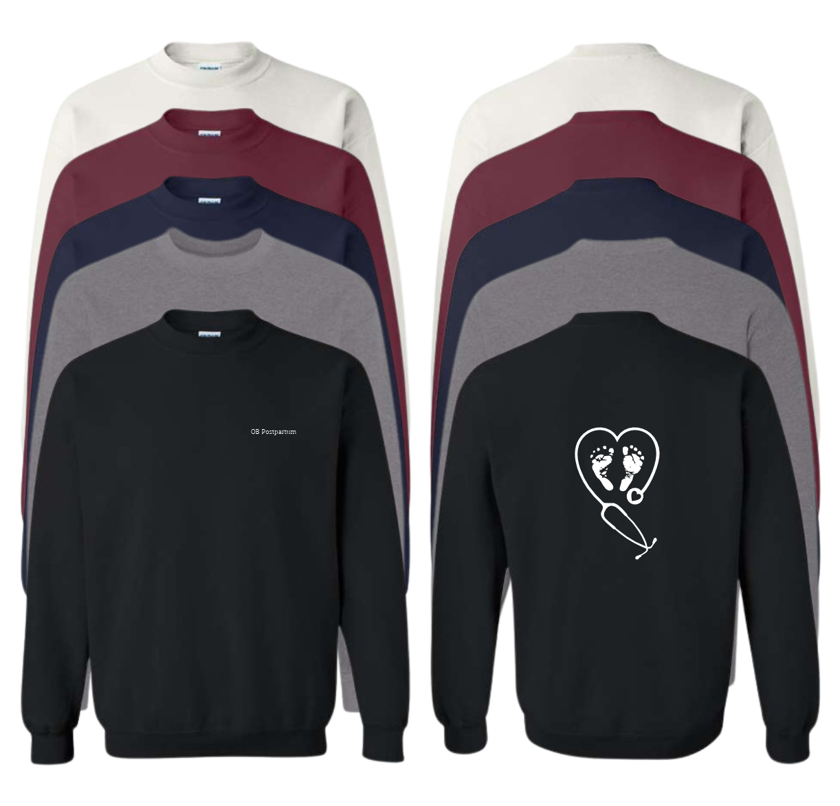 OB Postpartum Stethoscope Heart Crewneck Sweatshirt (+ options)