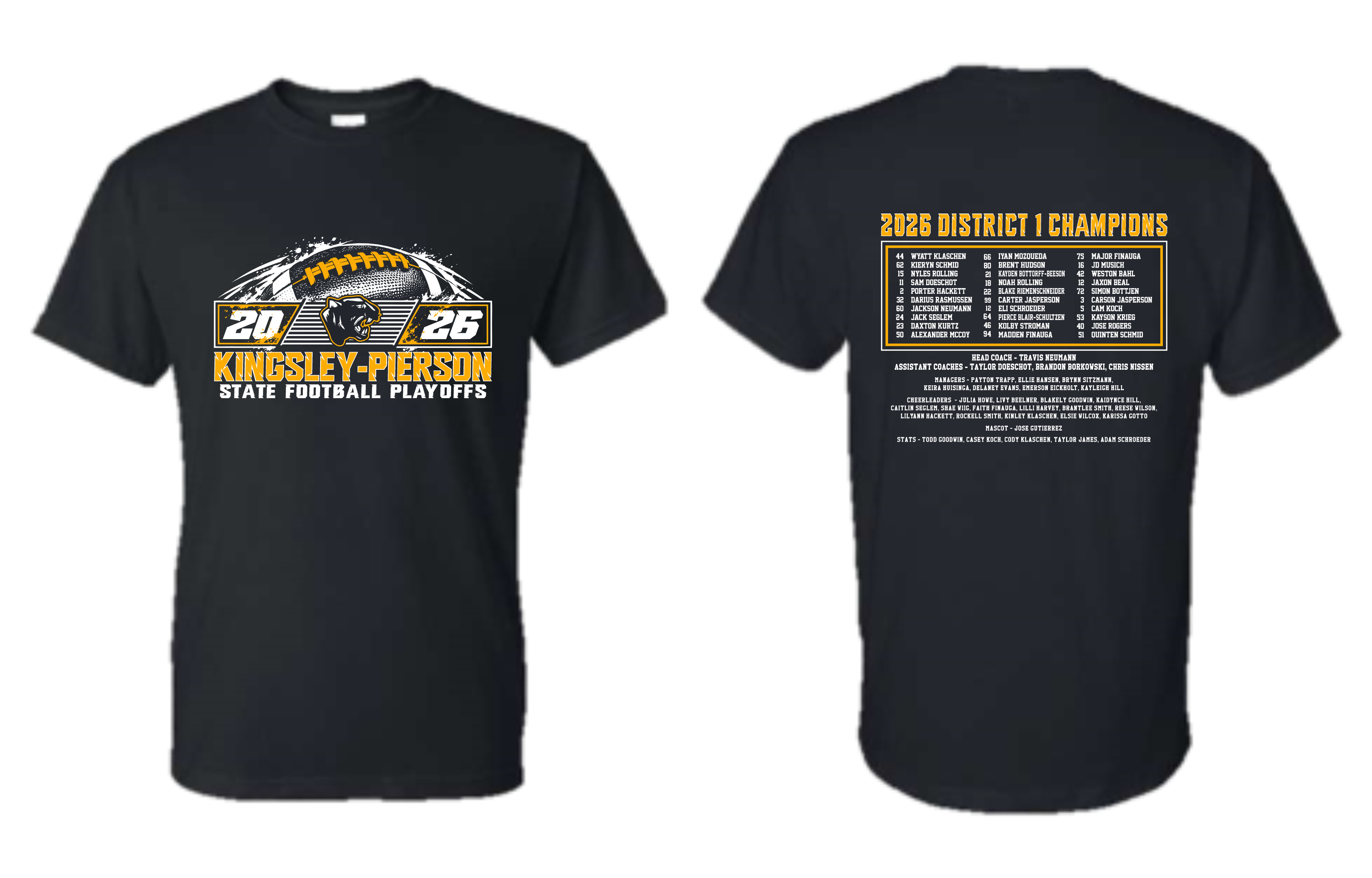 Kingsley-Pierson State Football Playoff Apparel