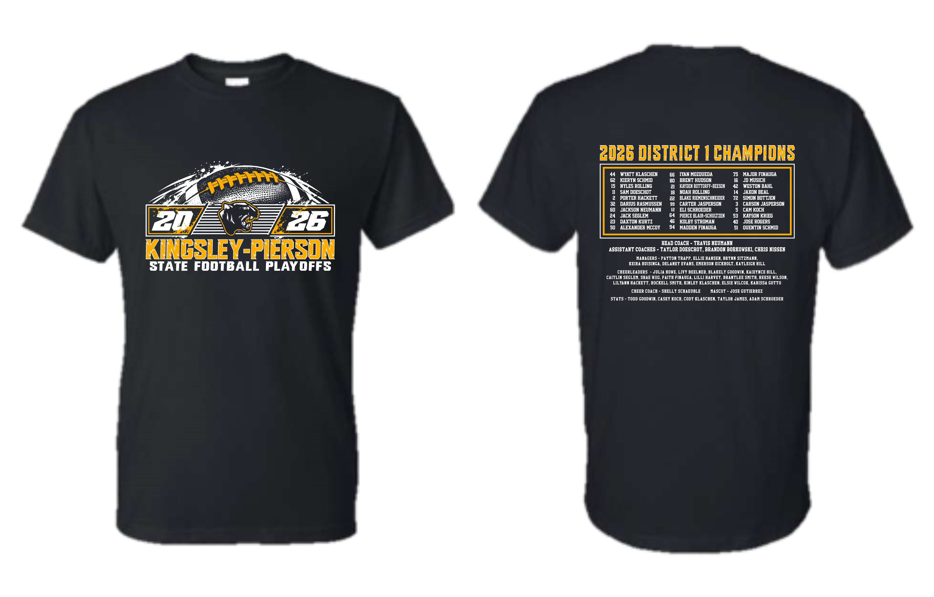 Kingsley-Pierson State Football Playoff Apparel - Second Round