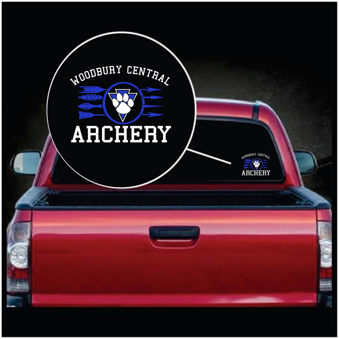 Woodbury Central Archery Apparel - Permanent Window Sticker